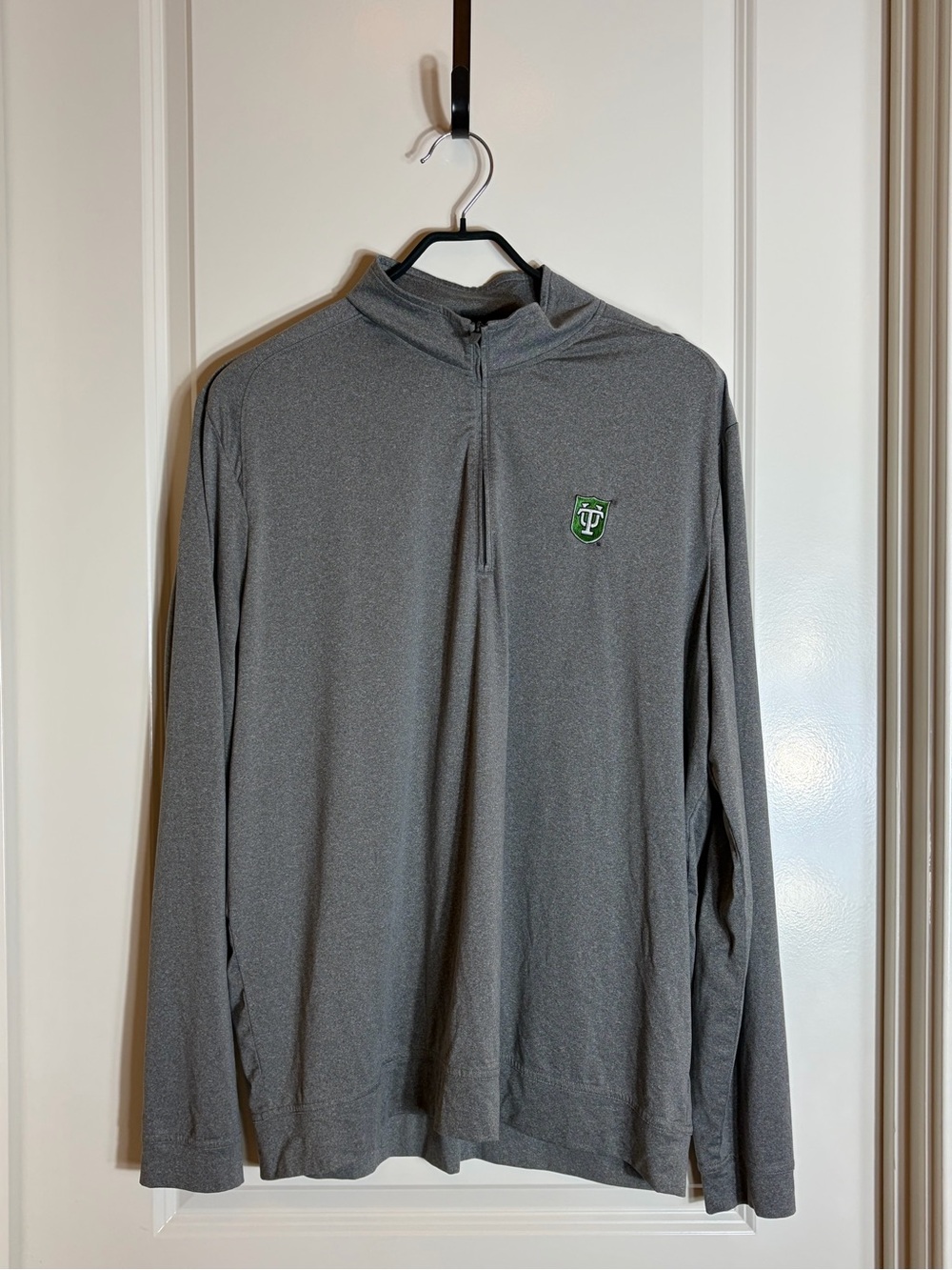 Johnnie-O Gray Quarter-Zip Pullover with Tulane Crest